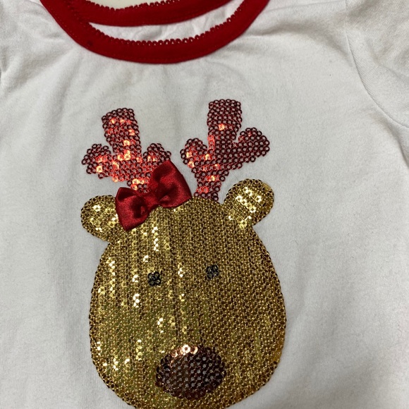 Reindeer onesie. White w gold reindeer - Picture 2 of 2